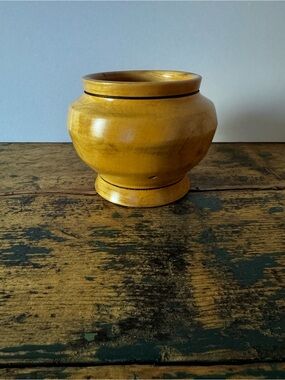 Hand-Turned Wooden Decorative Bowl/Vase - Honey Yellow